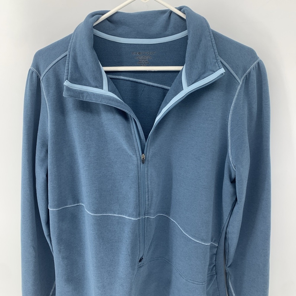 Exofficio Women's Blue 1/2 Zip Pullover Performance Thumb Holes XL No Hood - Picture 7 of 8